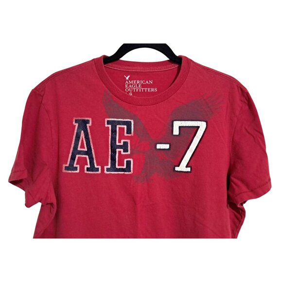 American Eagle Outfitters Red AE-7 Graphic Tee Shirt Size L/G Cotton - Picture 3 of 7